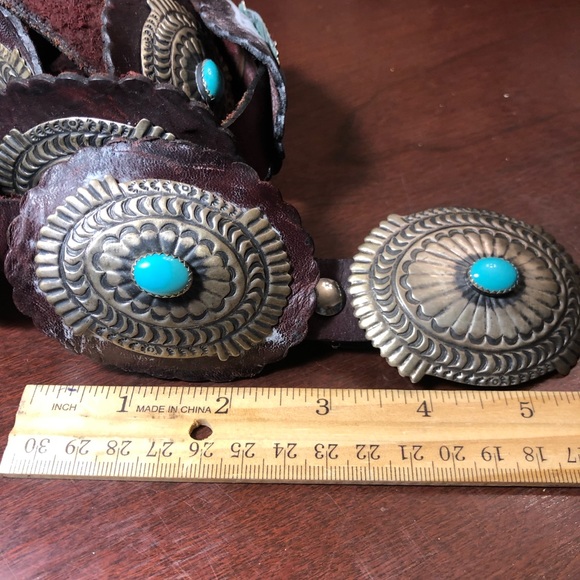 Vintage Concho Belt Turquoise Native American - Picture 3 of 5